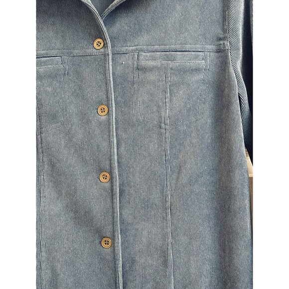 Talbots Blue Corduroy Shirt Dress Size 10 P Modest Cottagecore Button Grandma - Picture 3 of 5